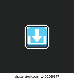 this download icon in pixel art with simple color and black background ,this item good for presentations,stickers, icons, t shirt design,game asset,logo and your project.