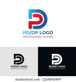 This DP,PD initial logo design features bold, vibrant gradient colors that create a dynamic and modern aesthetic. The monogram design is sleek and professional, making it a versatile choice for brand.