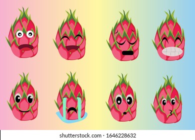 
se trata de una expresión de cara con forma de icono de fruta de dragón, basada en vectores, tipo de archivo EPS10