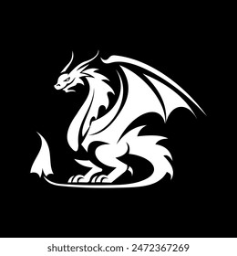 This dragon logo vector features a sleek and dynamic design, showcasing a powerful dragon in mid-flight. 