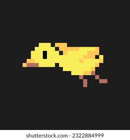 this is Duck icon in pixel art with yellow color and black background ,this item good for presentations,stickers, icons, t shirt design,game asset,logo and your project.