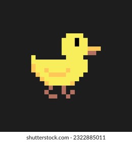 this is Duck icon in pixel art with yellow color and black background ,this item good for presentations,stickers, icons, t shirt design,game asset,logo and your project.