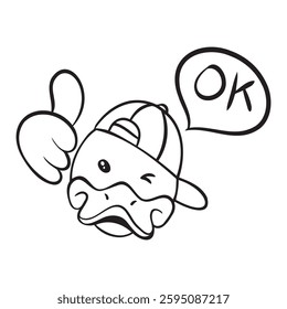 This is a duck icon vector sticker. It is hand drawn and easy to edit. You can color it as you wish.