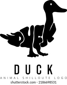 this is a duck logo illustration with typography and silhouette style. you can change the color according to your wish. vector illustration