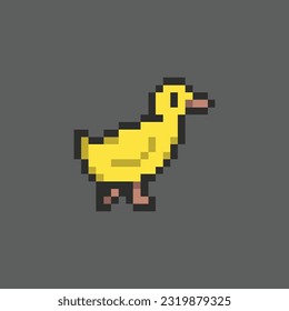 this is Duck in pixel art with colorful color and black background ,this item good for presentations,stickers, icons, t shirt design,game asset,logo and your project.