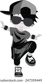 This dynamic collection of clipart features energetic boys showcasing various hip hop dance moves. 