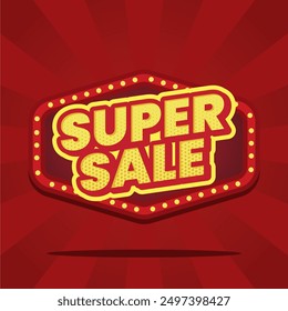 This dynamic and vibrant banner design features a bold red background with striking yellow and white text, promoting a Super Sale with a special promo. Perfect for advertising limited-time offers 