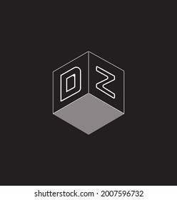 This is a DZ Cube letter logo design on black background.