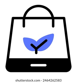 This Eco bag icon is suitable for Eco friendly consumption, Ecology, and Renewable Energy
