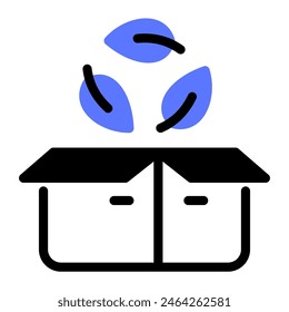 This Eco packaging icon is suitable for Eco friendly consumption, Ecology, and Renewable Energy