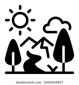 This Eco tourism icon is suitable for Eco friendly consumption, Ecology, and Renewable Energy