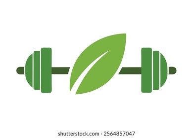 This eco-friendly fitness icon featuring a leaf emphasizes sustainability and health. Ideal for eco-conscious gym branding or fitness initiatives focused on green practices.