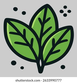 This eco-friendly icon showcases fresh green leaves growing in harmony