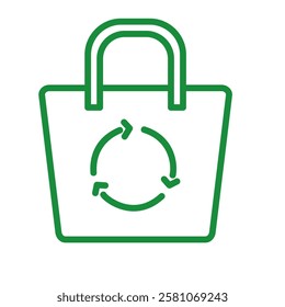 This eco-friendly shopping bag line icon is designed to be simple and modern, perfect for eco-friendly projects or anti-plastic campaigns. Scalable vector format, sharp at all sizes