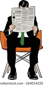 This editorial-themed artwork symbolizes news consumption, information awareness, and intellectual routine. Perfect for media content, infographics, education, journalism, and print design.