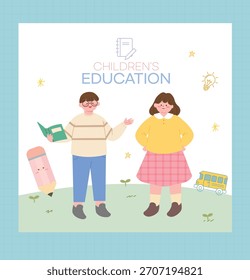 Esta é uma ilustração educacional de estudantes do ensino fundamental expressando seus pensamentos com confiança.