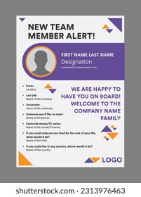 This is an E-flyer to get know about new joiners in your organization