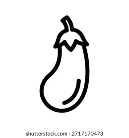 Esta é uma ilustração de berinjela. Simples, no fundo branco, com design limpo linha preta. Perfeito para ilustrar receita, guias de alimentação saudável e projetos temáticos culinários.