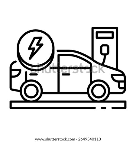 This Electric car icon is suitable for Transportation, Travel and Tourism, etc