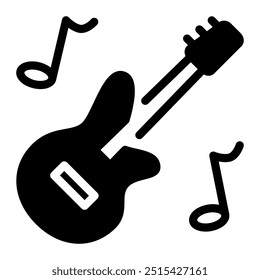 Dieses elektrische Gitarren-Icon eignet sich für Musik, Musikinstrument, Unterhaltung und Multimedia, etc.