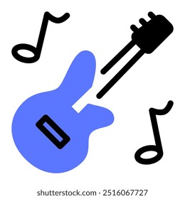 Dieses elektrische Gitarren-Icon eignet sich für Musik, Musikinstrument, Unterhaltung und Multimedia, etc.