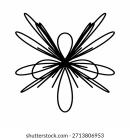 Este elegante diseño simétrico abstracto en blanco y negro irradia hacia afuera con múltiples Formas delicadas similares a pétalos