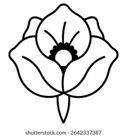 Esta elegante Ilustración vectorial floral en blanco y negro muestra un delicado diseño en flor.