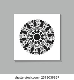 This elegant black and white mandala design is perfect for coloring books, wall art, or any creative project.