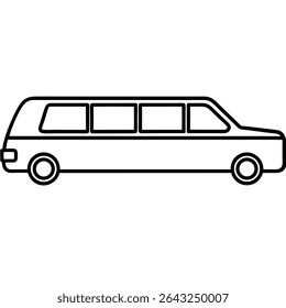 Esta elegante ilustração em preto e branco retrata uma limusine elegante, perfeita para uma variedade de necessidades de design.