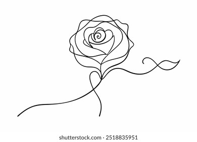 Este elegante Vector de arte de línea de flores de rosa en blanco y negro es perfecto para agregar un toque de belleza clásica a sus diseños. Ideal para logos, tatuajes, invitaciones y otros proyectos creativos.