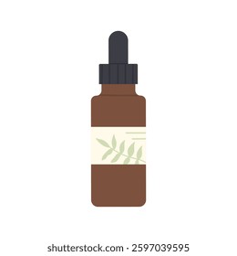 This elegant brown dropper bottle features a crafted herbal label, ideal for essential oils or tinctures