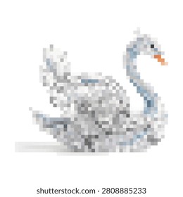 This elegant crystal swan figurine stands on a clean white surface displaying intricate reflective facets and a graceful silhouette that captures light to create a sophisticated and luxury home decor