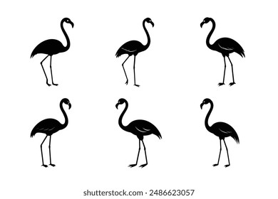 This elegant flamingo silhouette vector is perfect for creating stylish art pieces, decor, and graphic designs. Ideal for designers seeking a tropical avian element.