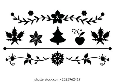 This elegant floral Christmas border design showcases intricate floral patterns, perfect for holiday cards, festive decorations, and seasonal digital templates. Ideal for creative prints and projects.