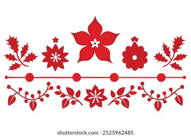 This elegant floral Christmas border design showcases intricate floral patterns, perfect for holiday cards, festive decorations, and seasonal digital templates. Ideal for creative prints and projects.