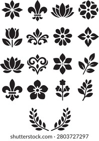 This elegant floral icon pack features a collection of minimalist botanical symbols, flower emblems, lotus designs, leaf branches, decorative ornaments, and laurel wreath elements. Designed with clean silhouettes and modern simplicity, these versatile vector icons are perfect for logos, branding, packaging, stickers, Cricut projects, laser cutting, invitations, and decorative artwork. Their timeless botanical style makes them ideal for both personal and commercial creative projects.

#FloralIcons #BotanicalVector #FlowerLogo #MinimalistDesign #LaurelWreath #FloralEmblem #VectorIcons #BotanicalArt #ModernLogo #DecorativeDesign