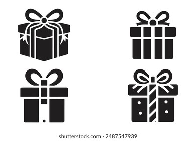 This elegant gift box silhouette icon features. Ideal for themes of holidays, birthdays, anniversaries, and special occasions.