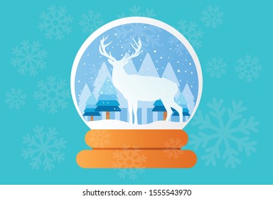 this is an elegant illustration of a deer in a snowglobe, this vector was made to welcome winter. This vector can be used as brochures, posters, stickers, t-shirt screen printing, and nice bags.