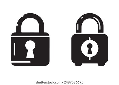 This elegant lock silhouette icon features a simple vector design on a white background. Perfect for design projects, logos, and décor, it combines security and sophistication.