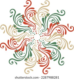 Dies ist eine elegante, mittelalterliche, kreisförmige geometrische Abbildung. Weihnachtsstil