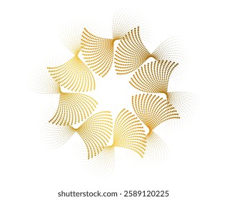 This elegant and modern design is perfect for branding, luxury packaging, cosmetics, jewelry, invitations, and digital. Icon, Logo, and Background made of Circular Dots, Lines, and Spirals. Patterns