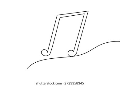 Esta elegante ilustração de uma arte de uma linha apresenta símbolos musicais que representam ritmo e harmonia. Ideal para logotipos, web design e projetos de marca para músicos.