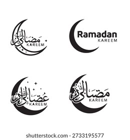 Dieser elegante Mondsichel-Vektor aus dem Ramadan-Kareem zeigt eine schöne islamisch-arabische Kalligrafie im kreisförmigen Badge-Stil. Perfekt für Ramadan-Grußkarten, islamische Markendarstellung, Id-Poster, Moscheedekorationen und spirituelle Veranstaltungsdesigns.