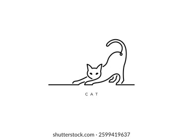 This is an Elegant and Simple Cat Outline. Cat outline for logo, symbol and tattoo. Cool design set for Ornament, Accessories, Element or any Graphic Design Needs.