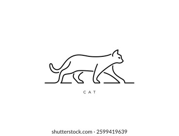 This is an Elegant and Simple Cat Outline. Cat outline for logo, symbol and tattoo. Cool design set for Ornament, Accessories, Element or any Graphic Design Needs.
