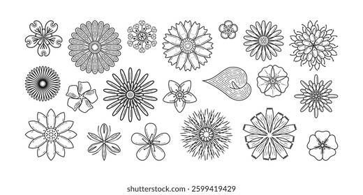 This is an Elegant and Simple of Flower Outline Collection. Flower outline for Tattoo, Ornament, Element or any Graphic Design Needs.