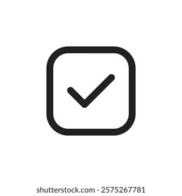 This elegant and sophisticated checkmark icon represents the concepts of approval and success, making it ideal for use in both digital user interfaces and print media applications