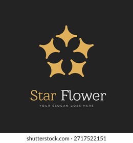 This elegant star flower logo combines simplicity and artistry, making it ideal for branding and marketing purposes. Its unique design evokes creativity and professionalism, appealing to businesses looking for a modern graphic identity.