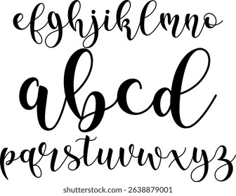 This elegant vector file showcases the complete lowercase set of a modern handwritten script alphabet. Each letter is designed with stylish curves and fluid strokes