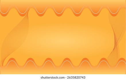 This elegant vector showcases a dynamic orange gradient background with fluid wave lines and abstract, flowing linear elements.